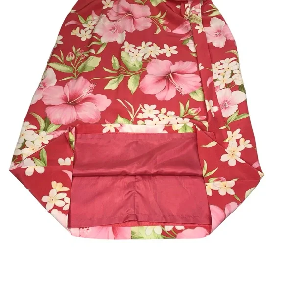 Talbots Pure Silk Faux Wrap Skirt 12 Petite Pink VTG 90s Hawaiian - Picture 8 of 16